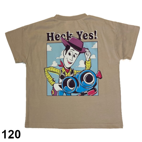 即決新品 子供 半袖 Tシャツ トイストーリー ウッディ バッグプリント サイズ120 ベージュ ポケットあり 送料無料 ディズニー拍卖
