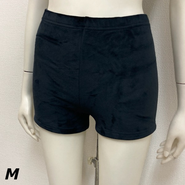 即決新品 レディース 1分パンツ ベロア調 暖か ブラック M アツギ 送料無料拍卖
