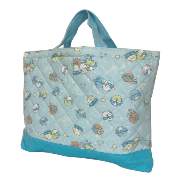 即決新品 レッスンバッグ すみっコぐらし ブルー キルト 通園 通学 習い事 日本製 送料無料拍卖