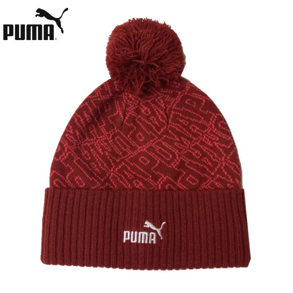 即決新品 プーマ ニット帽 ボンボン ビーニー レッド 送料無料 ストリート スポーツに puma拍卖