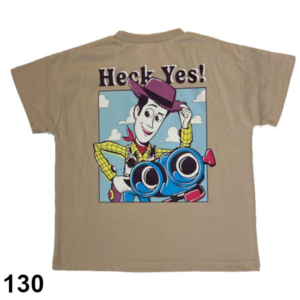 即決新品 子供 半袖 Tシャツ トイストーリー ウッディ バッグプリント サイズ130 ベージュ ポケットあり 送料無料 ディズニー拍卖