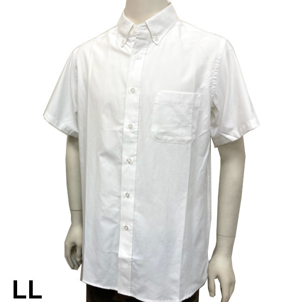 即決新品 メンズ 半袖シャツ 形態安定 ホワイト LL 送料無料拍卖