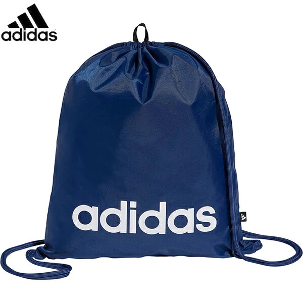 即決新品 アディダス ナップサック ダークブルー リニアロゴ 送料無料 adidas シューズバッグにも拍卖