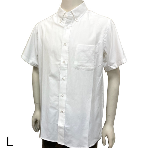 即決新品 メンズ 半袖シャツ 形態安定 ホワイト L 送料無料拍卖