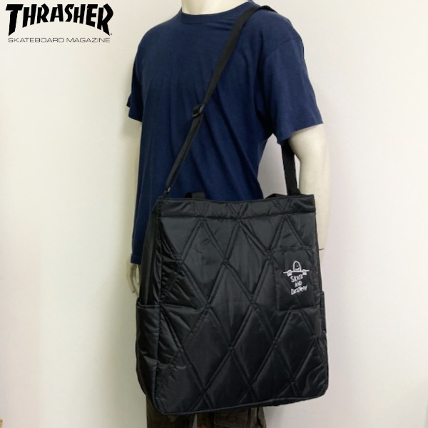 即決新品 THRASHER トートバッグ ショルダーバッグ 2way ボンディング 大容量 ブラック スラッシャー 男女兼用 送料無料拍卖