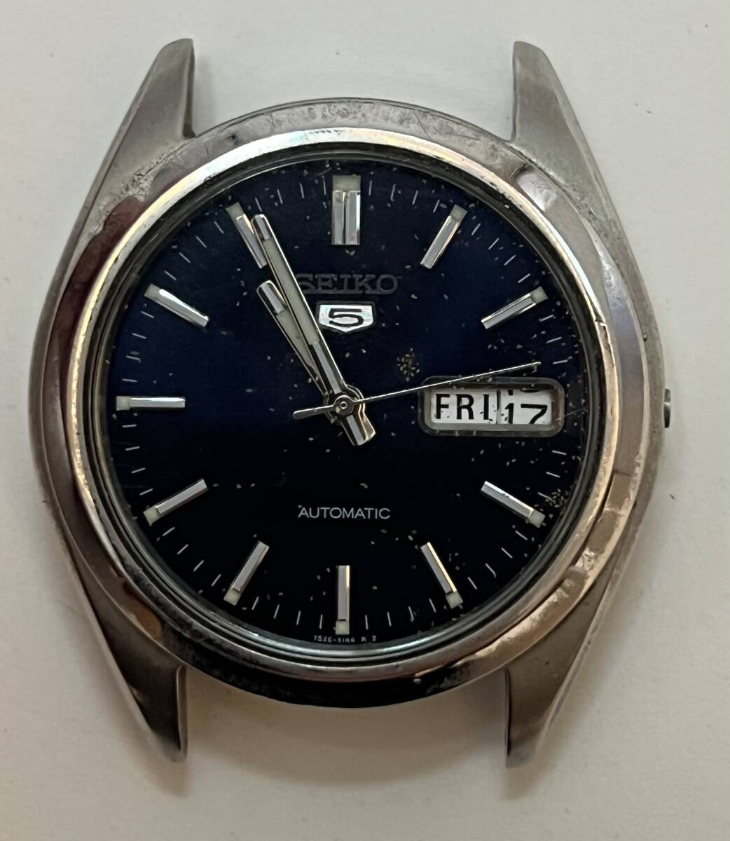 動作 SEIKO セイコー ファイブ AT 7S26-0440 デイデイト ブラック メンズ 腕時計 フェイスのみ 裏スケ リューズなし拍卖