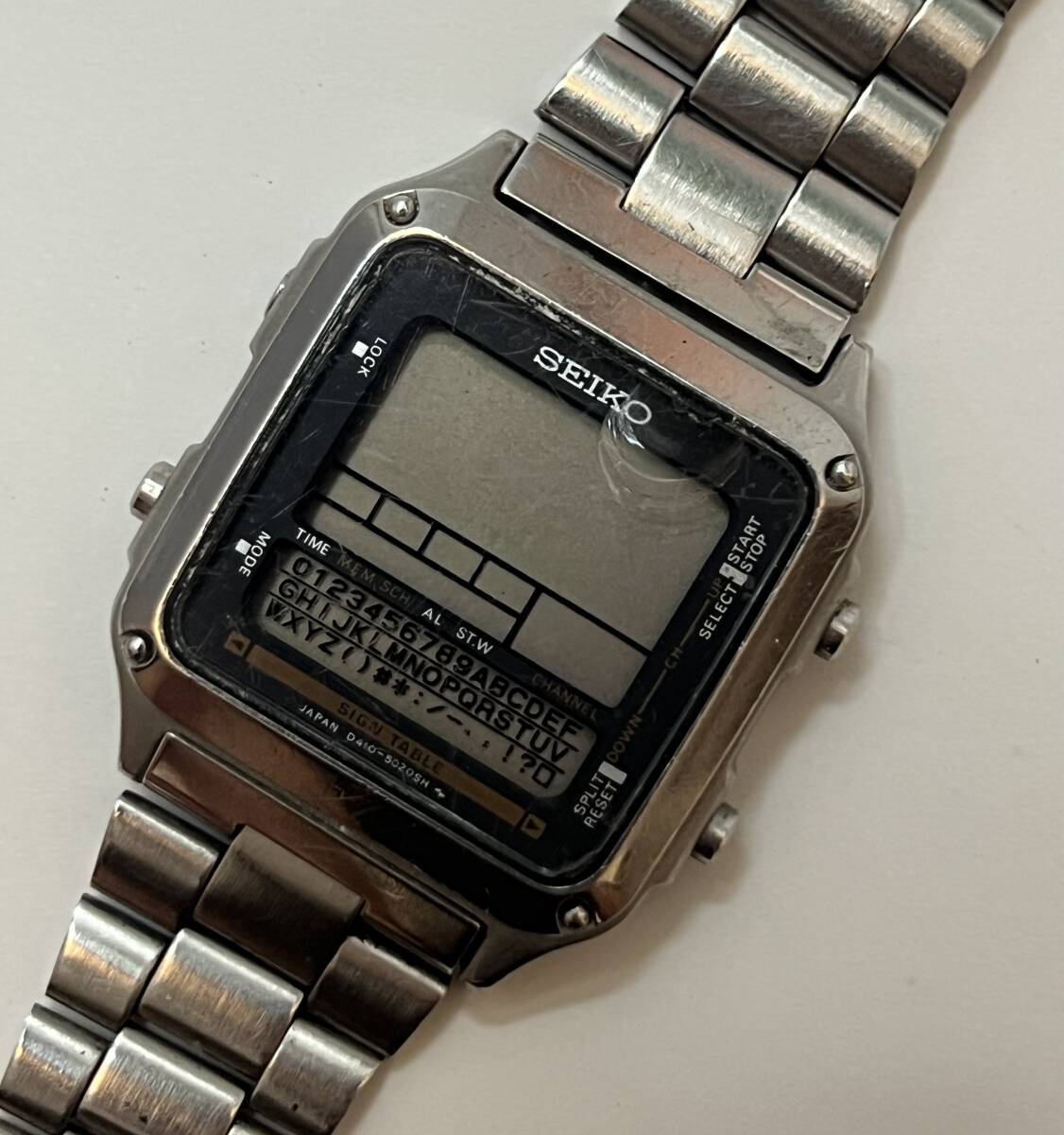 レア 動作未確認 SEIKO セイコー レターメモ SIGN TEBLE D410-5020 QZ クォーツ デジタル メンズ スクエア 腕時計拍卖