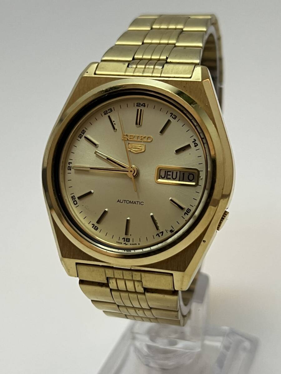 動作 SEIKO セイコー ファイブ 7009-876A デイデイト ゴールド 自動巻き メンズ 腕時計拍卖