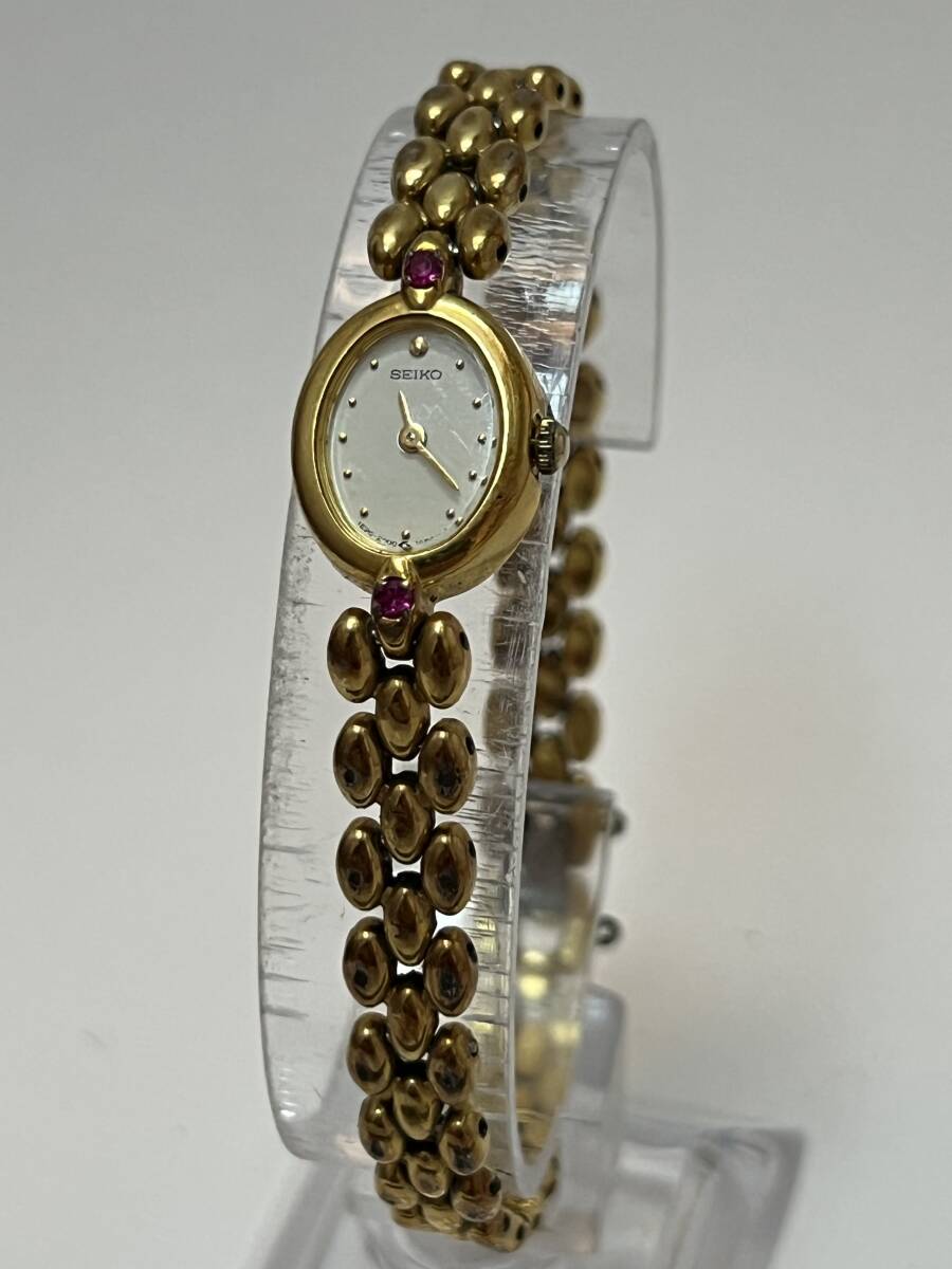 動作未確認 SEIKO セイコー 腕時計 1E20-6140 クオーツ アナログ ゴールド ルビー ヴィンテージ拍卖