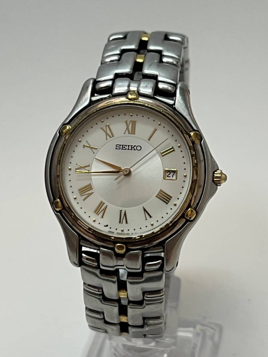 動作未確認 SEIKO セイコー 7N32-0100 デイト クオーツ メンズ 腕時計拍卖