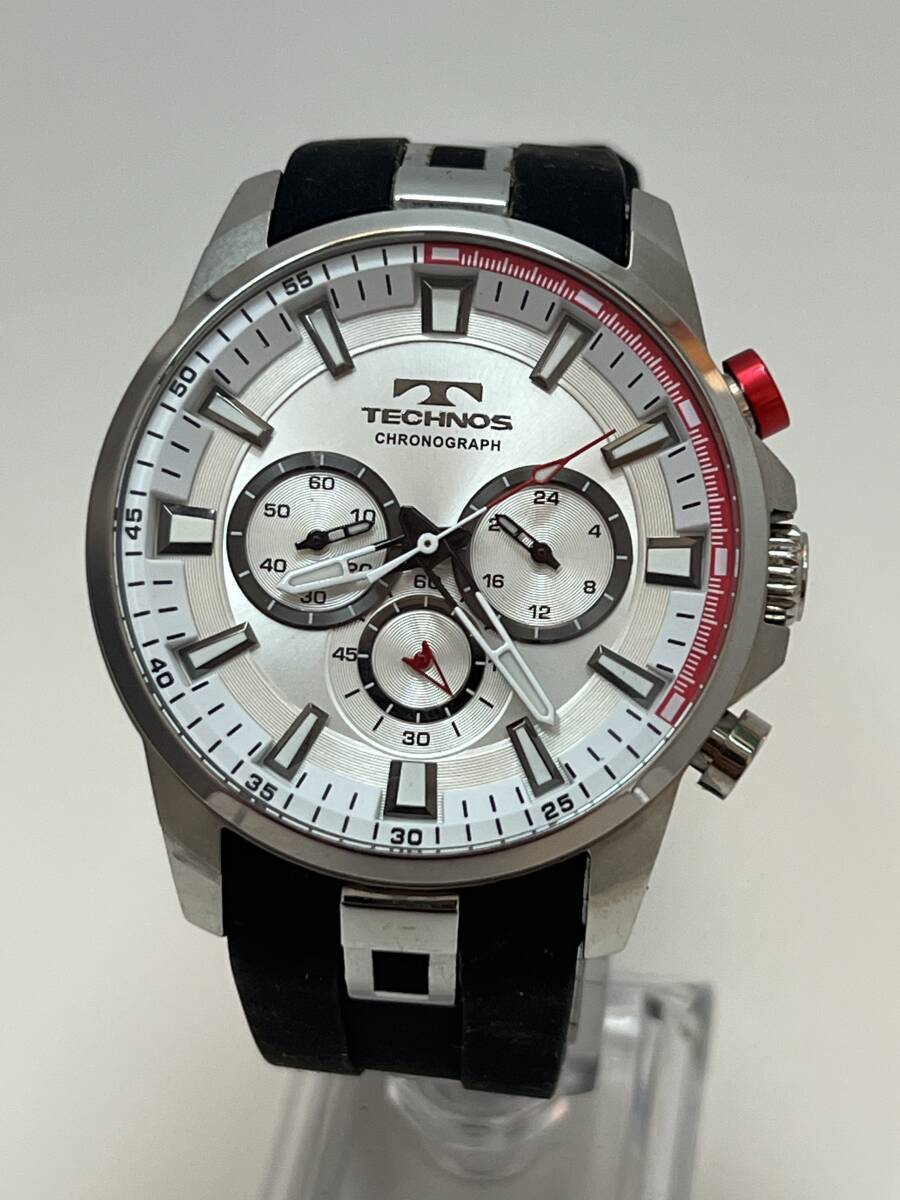 動作未確認 テクノス TECHNOS T8A59-SN クロノグラフ CHRONOGRAPH シリコン ベルト メンズ 腕時計拍卖