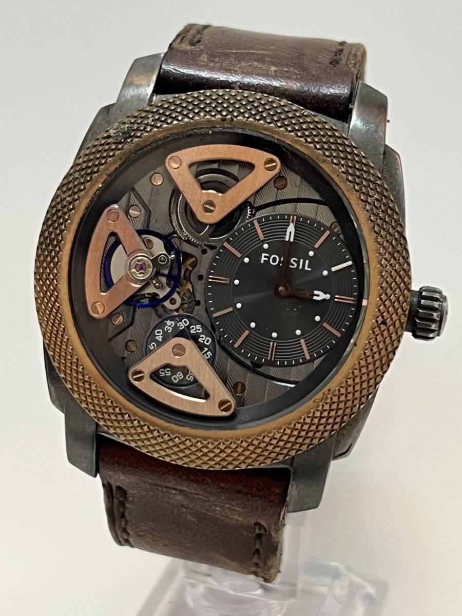 FOSSIL フォッシル ME-1122 自動巻き クオーツ ハイブリッド 腕時計 2針 スモセコ スケルトン メンズ拍卖