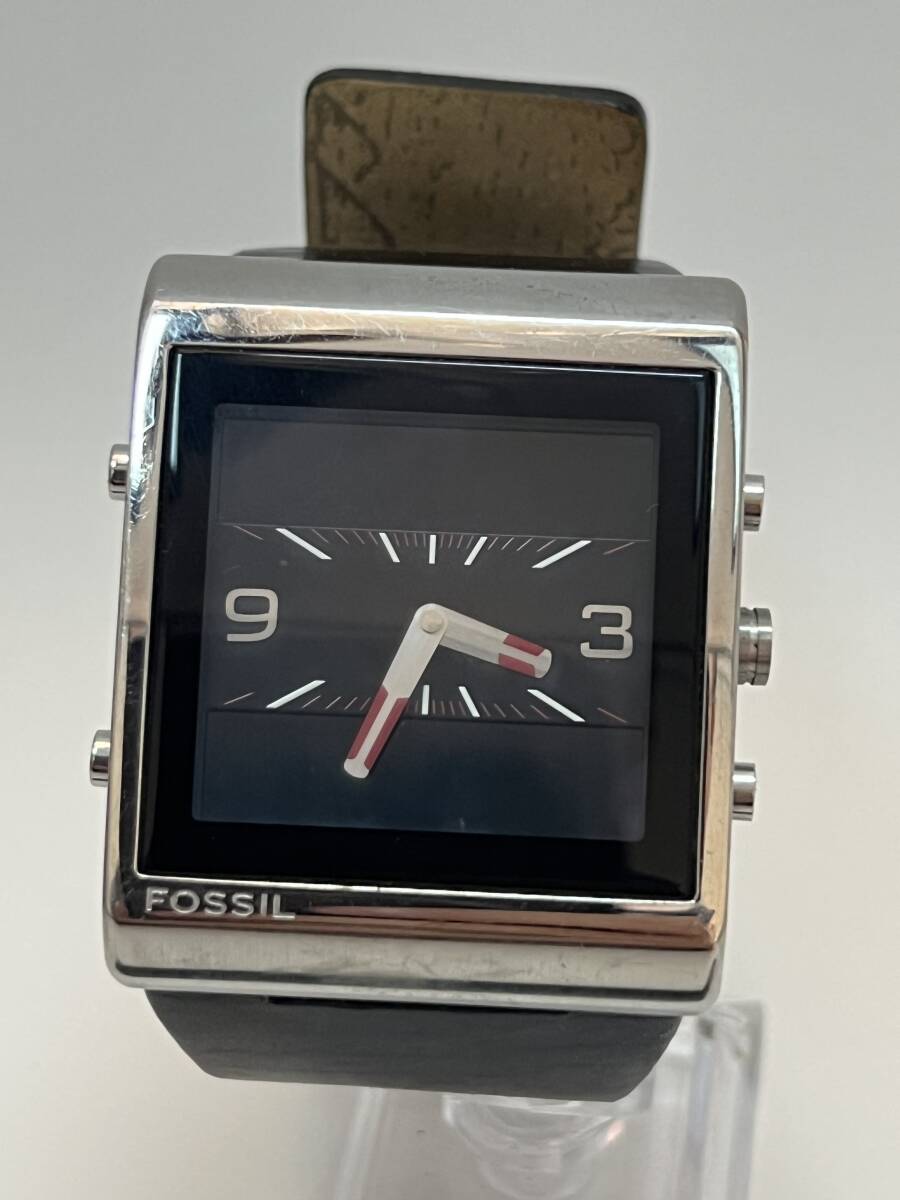 レア 動作未確認 FOSSIL フォッシル JR-9454 革ベルト デジアナ クロノグラフ メンズ 腕時計 希少拍卖