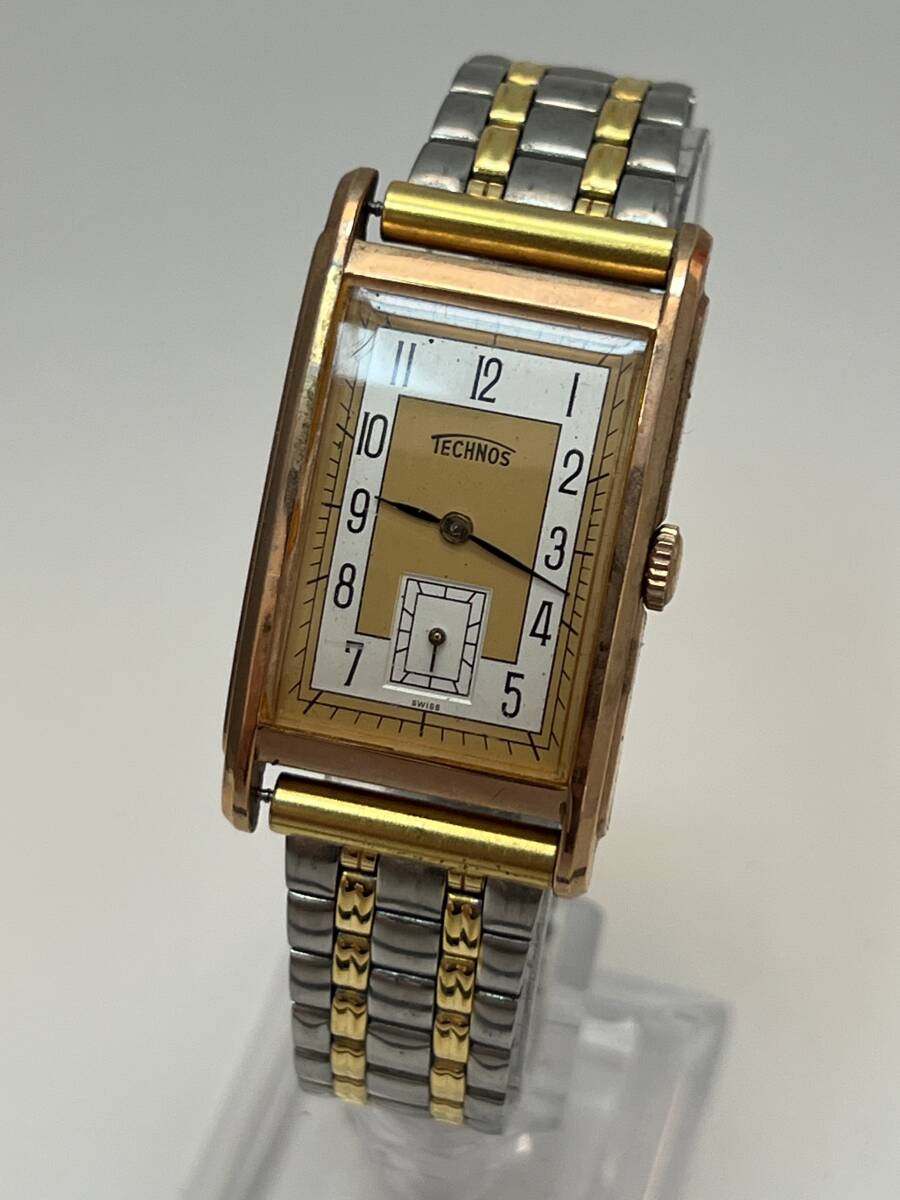 レア 動作未確認 TECHNOS テクノス 12408.55 スモセコ クォーツ 腕時計 ゴールドカラー拍卖