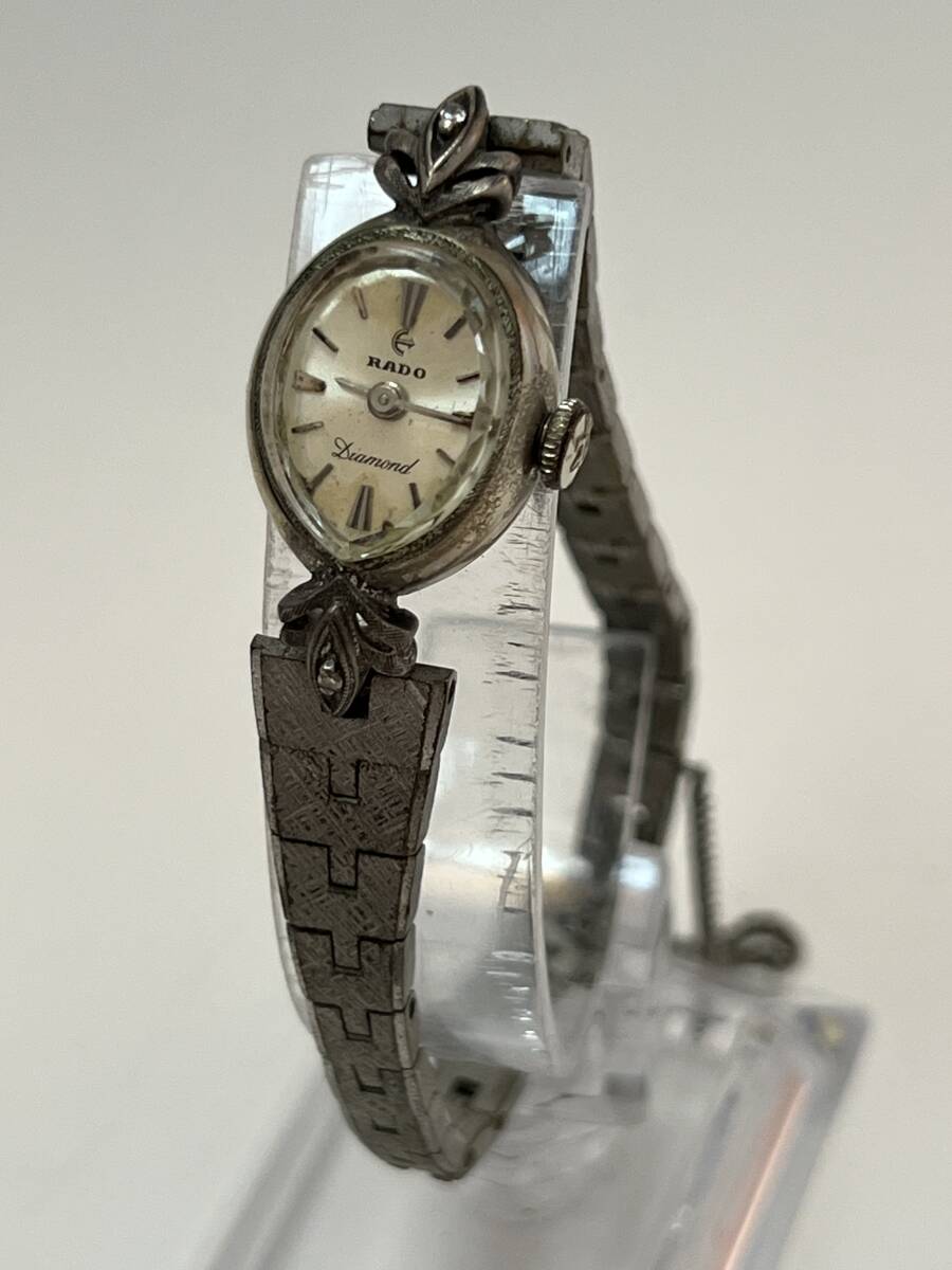 動作 RADO ラドー Diamond ダイヤモンド 2針 シルバーカラー 手巻き レディース 腕時計 アンティーク拍卖