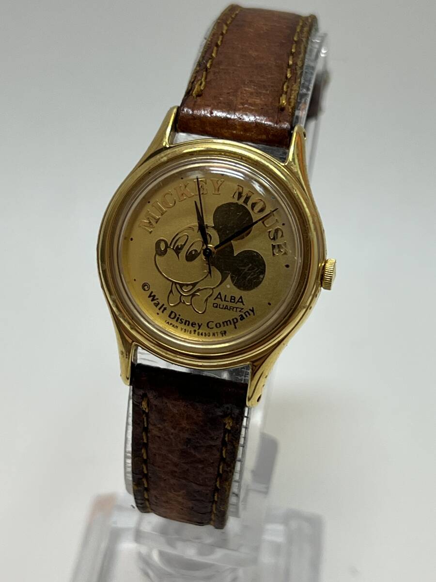 動作未確認 SEIKO セイコー ALBA  QZ  ミッキーマウス レディース 腕時計 V515-6094拍卖