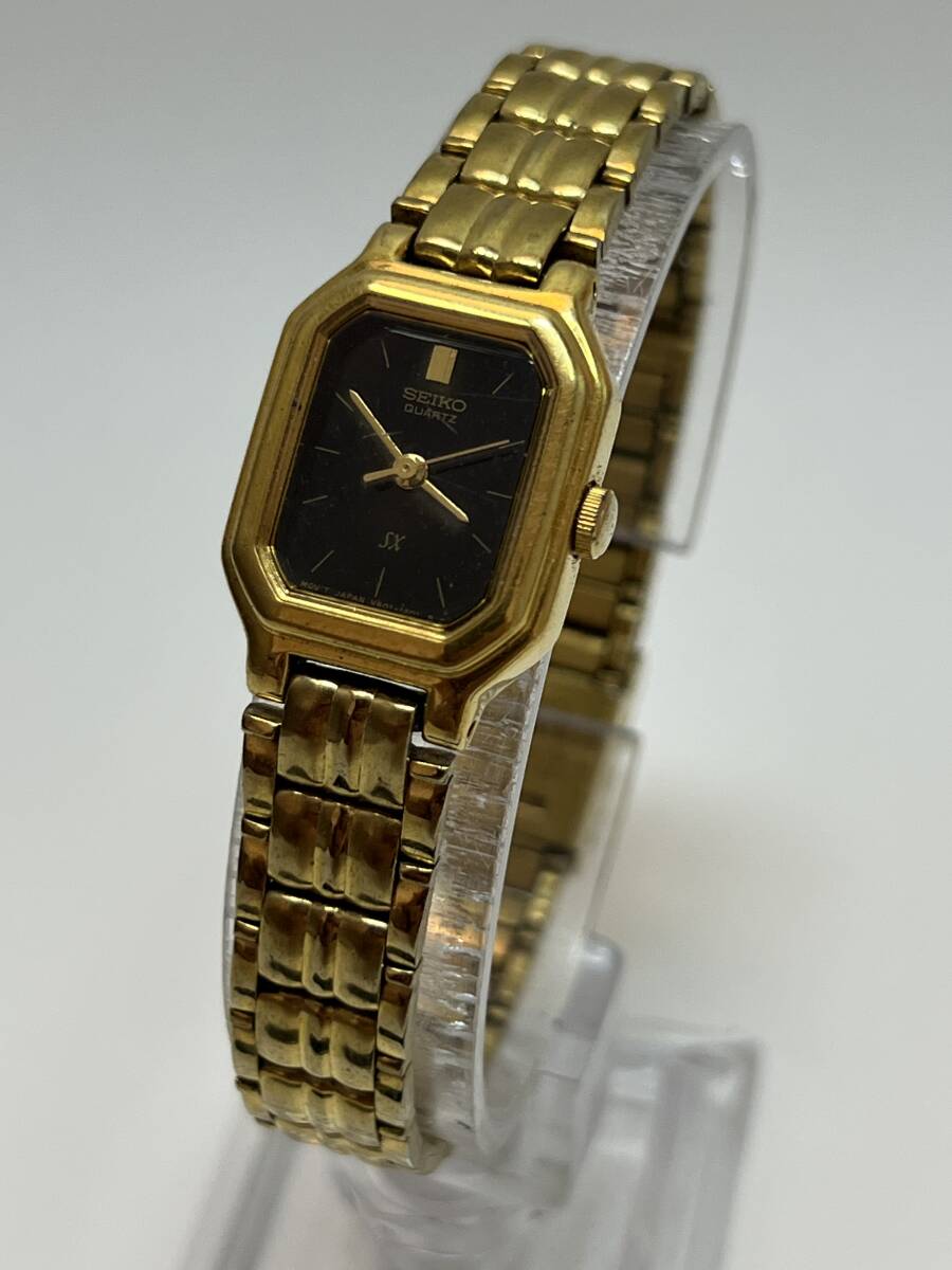 動作未確認 SEIKO セイコー SX オクタゴン ゴールド レディース 腕時計 ドレス V401-5251 黒文字盤拍卖