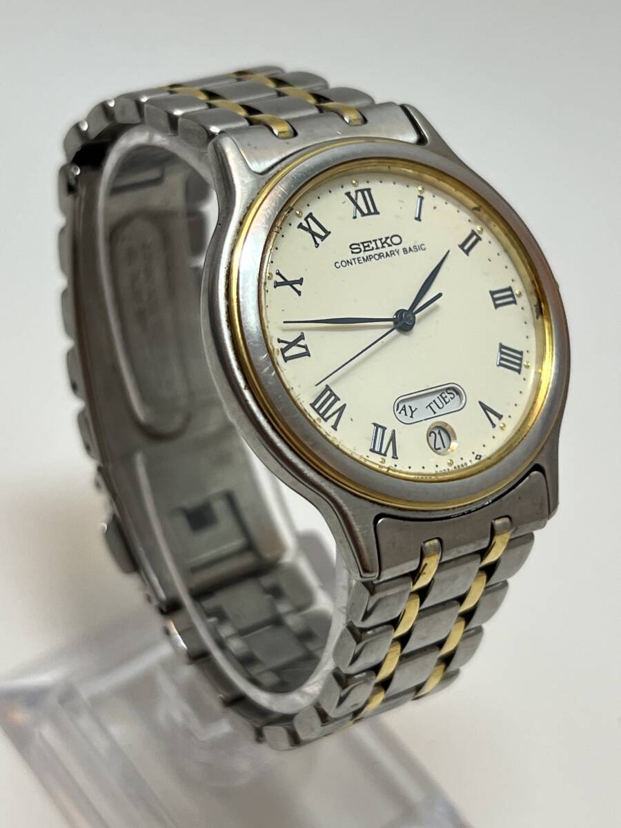 動作未確認 SEIKO セイコー ラウンド コンビ デイデイト 5H23-6B90 クォーツ メンズ 腕時計拍卖