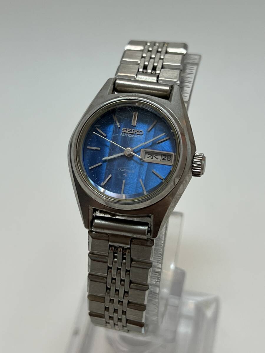動作 SEIKO セイコー 2206-0500 カットガラス 自動巻 レディース 腕時計 ブルー系拍卖