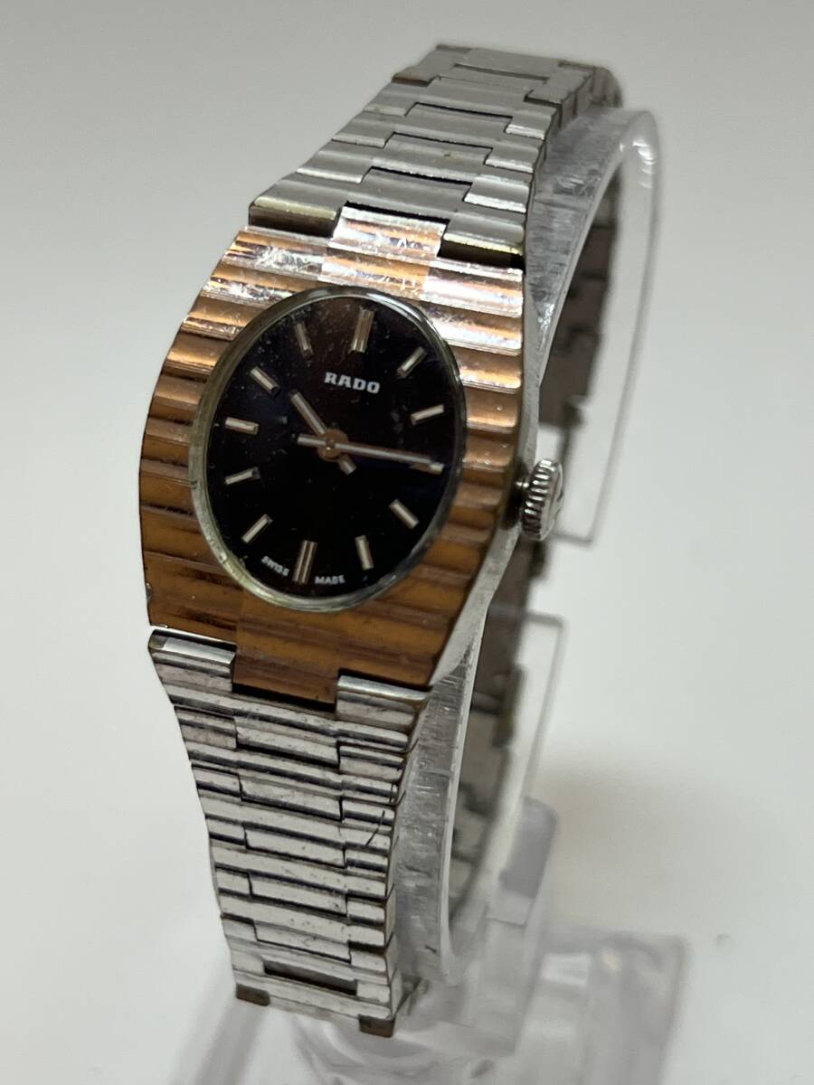 動作未確認 RADO ラドー 手巻き 黒文字盤 305.3043.2 レディース腕時計 不動拍卖