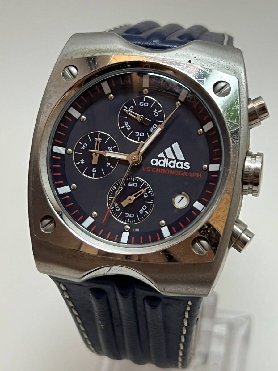 動作未確認 adidas アディダス VS CHRONOGRAPH クロノグラフ 10-5001 3針 スクエア QZ メンズ 腕時計拍卖