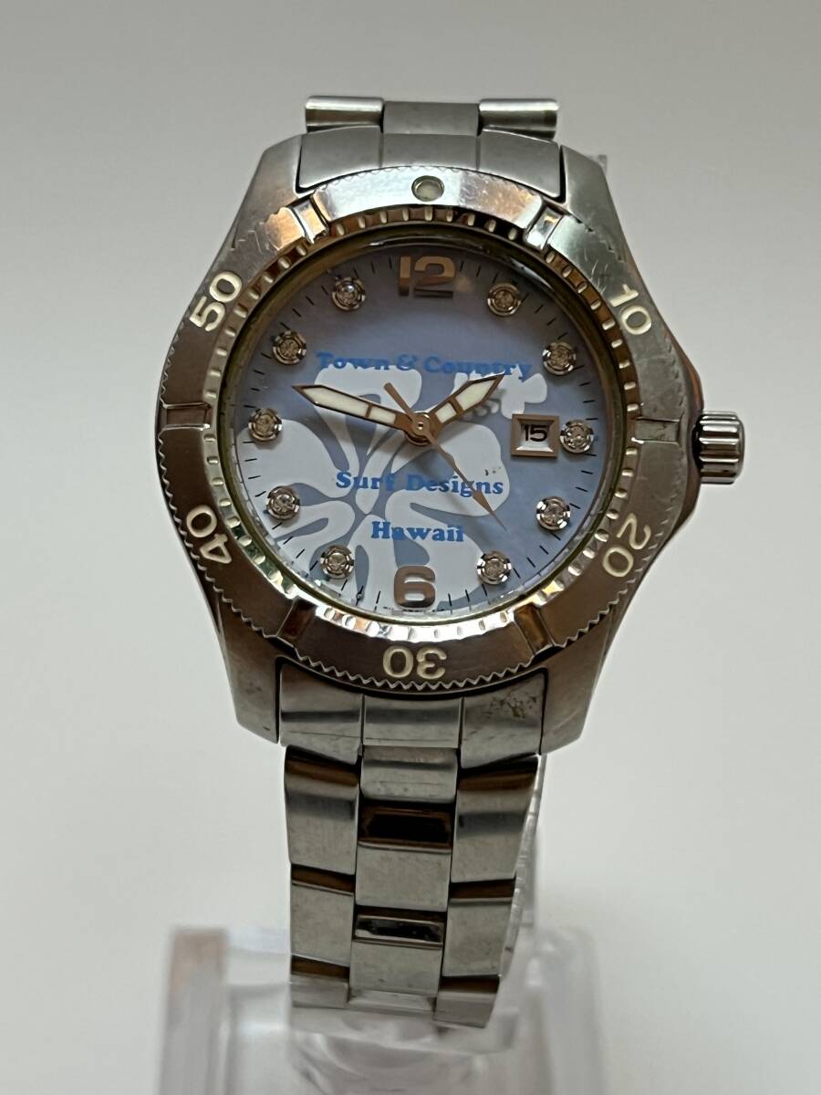 動作未確認 Town & Country Hawaii 腕時計 Surf Designs アナログ カレンダー クォーツ レディース SZ2H-Q0拍卖