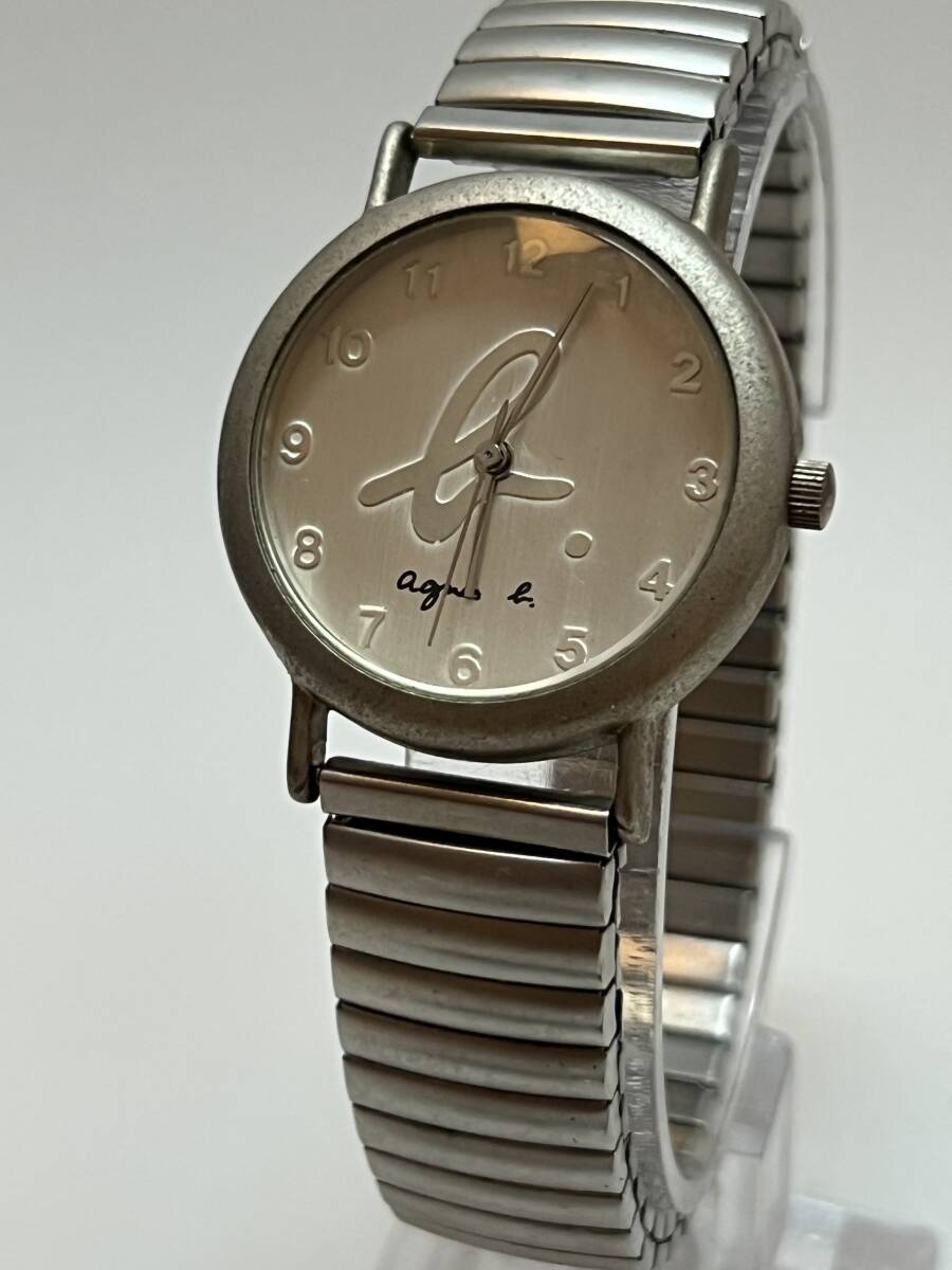 動作未確認 agnes b. アニエスベー V701-6190 腕時計 アナログ クオーツ 3針 シルバー文字盤 シルバー ラウンド ステンレススチール拍卖