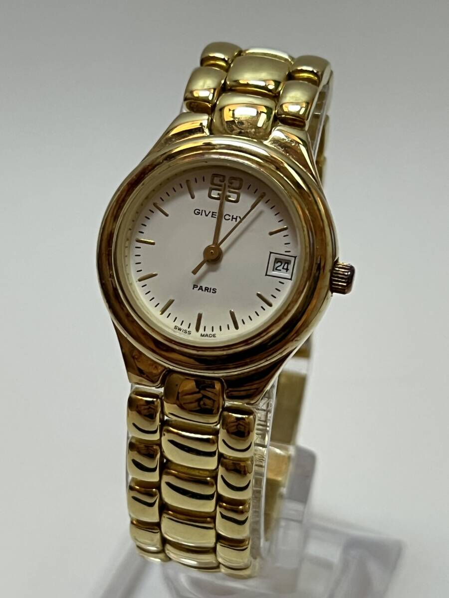 動作未確認 GIVENCHY ジバンシイ 800  アナログ クオーツ 3針 カレンダー ホワイト レディース 腕時計拍卖