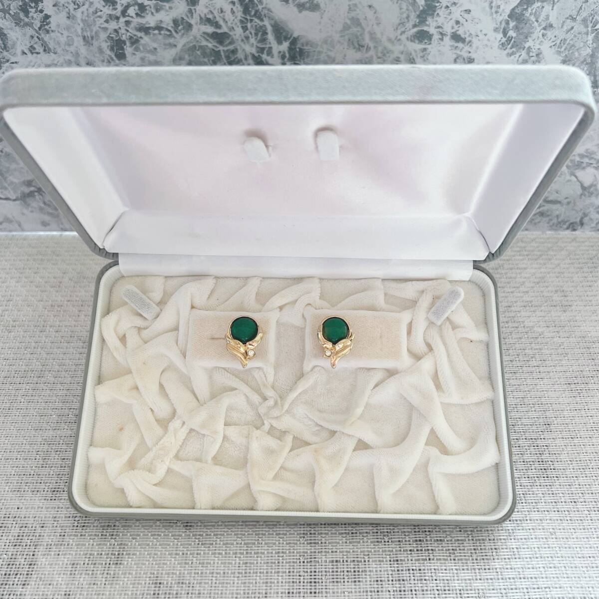 イヤリング ゴールド gold グリーン ビジュー アンティーク ヴィンテージ EL-1593拍卖