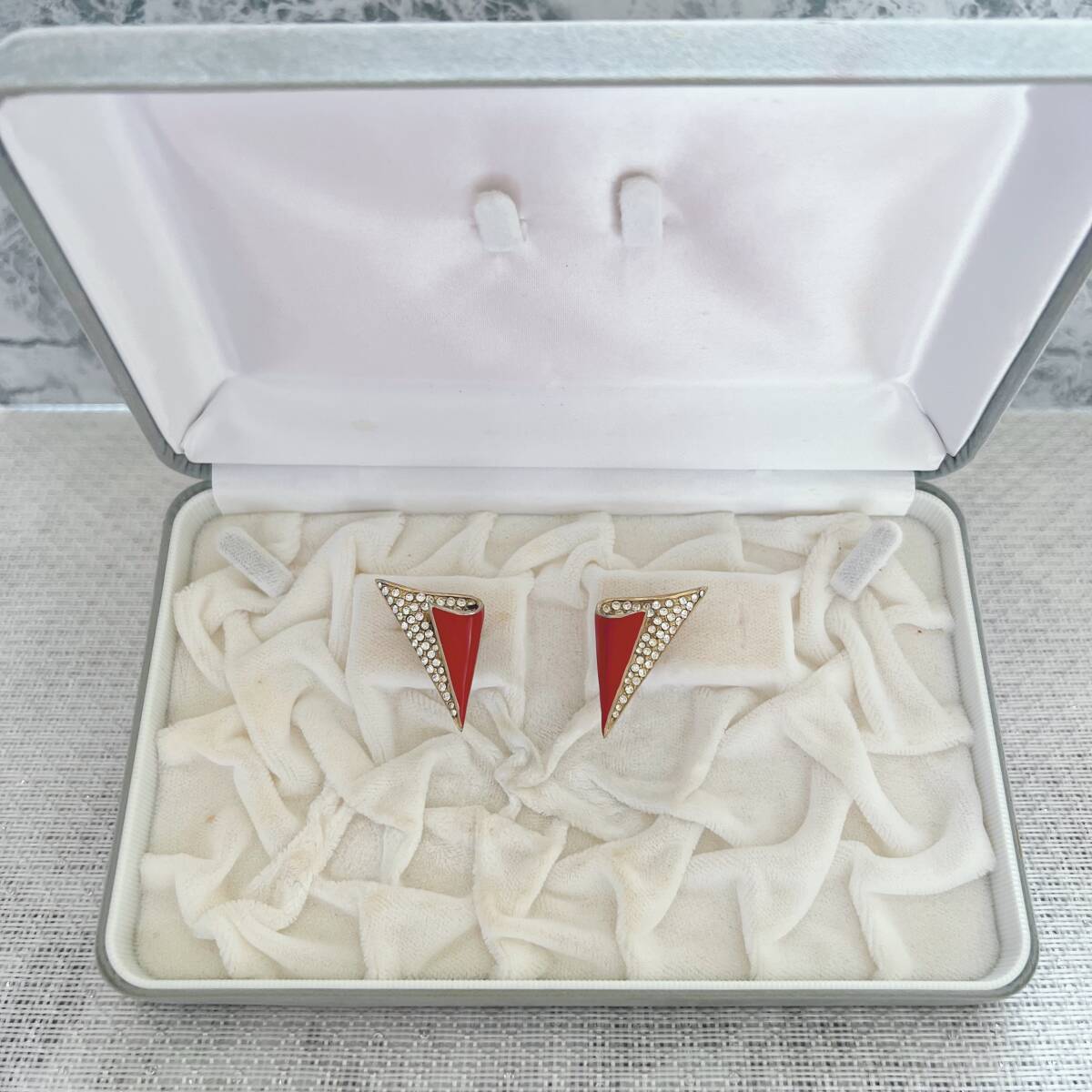 イヤリング ゴールド gold レッド ビジュー アンティーク ヴィンテージ EL-1594拍卖