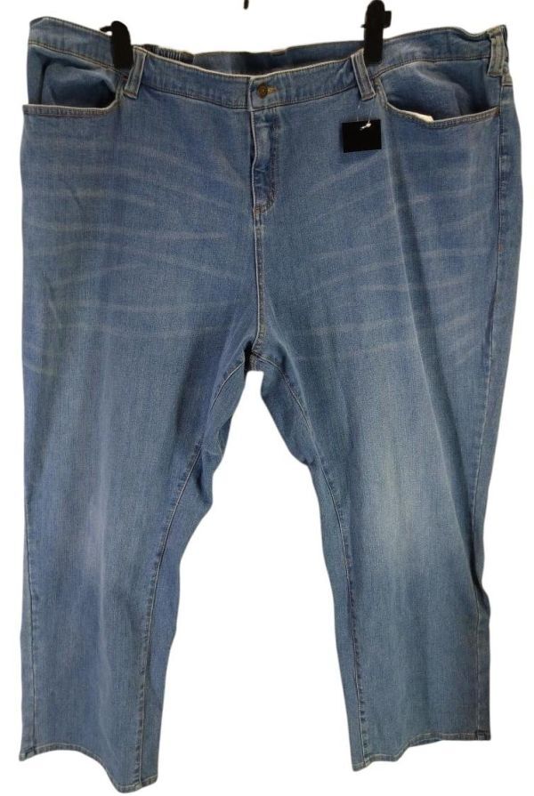 KJC0339■ 新品 ユニセックス 大きいサイズ デニムパンツ アンクル丈 フロントファスナー 無地 シンプル 146-145( 8L相当) 青 ブルー拍卖