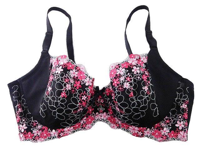 SI4951-6◇ 新品 レディース インナー ブラジャー トリンプ 花柄 バックベルト太め フロントリボン E95サイズ 黒/ ピンク/ 白 送料 350円拍卖