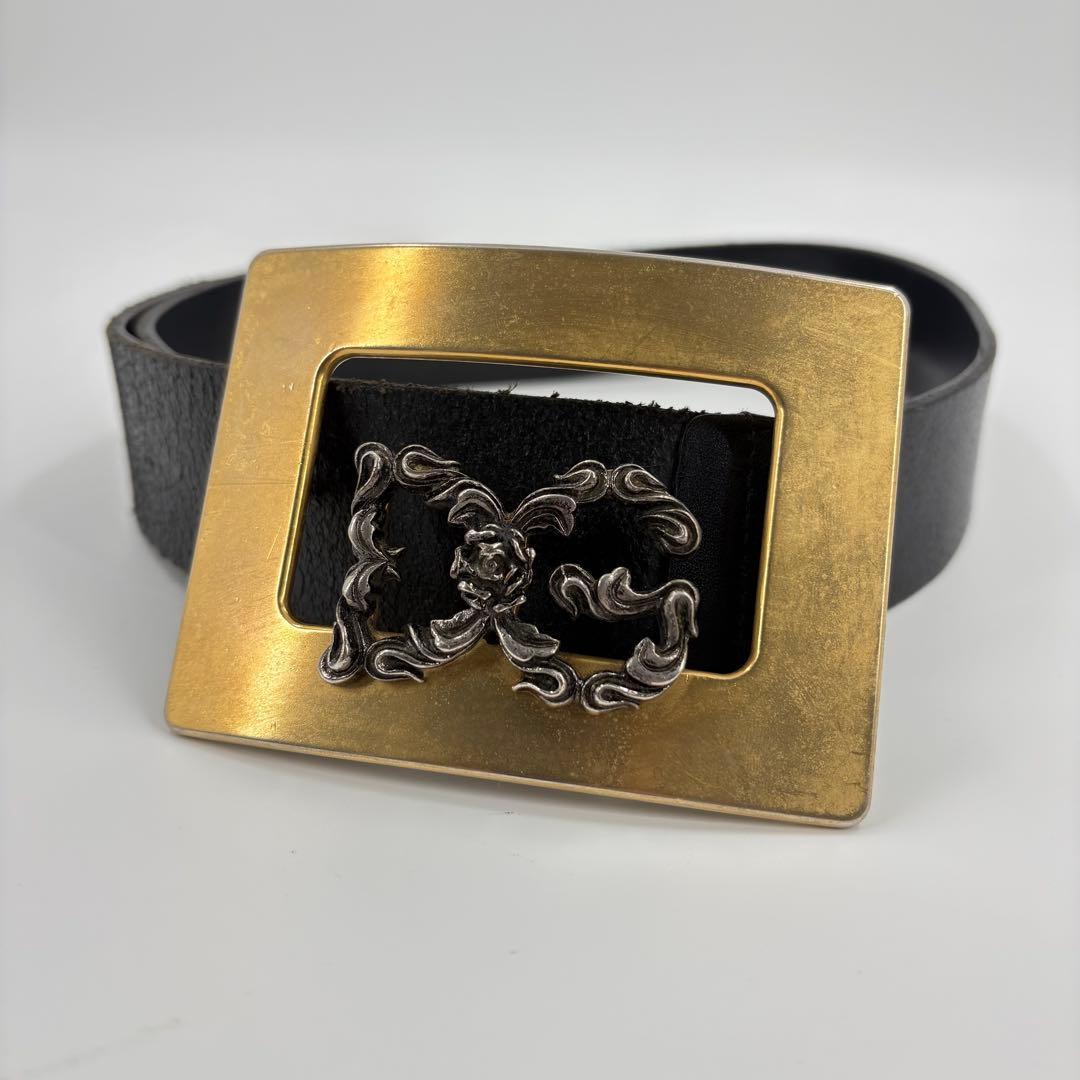 DOLCE&GABBANA ドルガバ ベルト 幅広 バックル y2k ドルチェ 黒 ブラック 拍卖