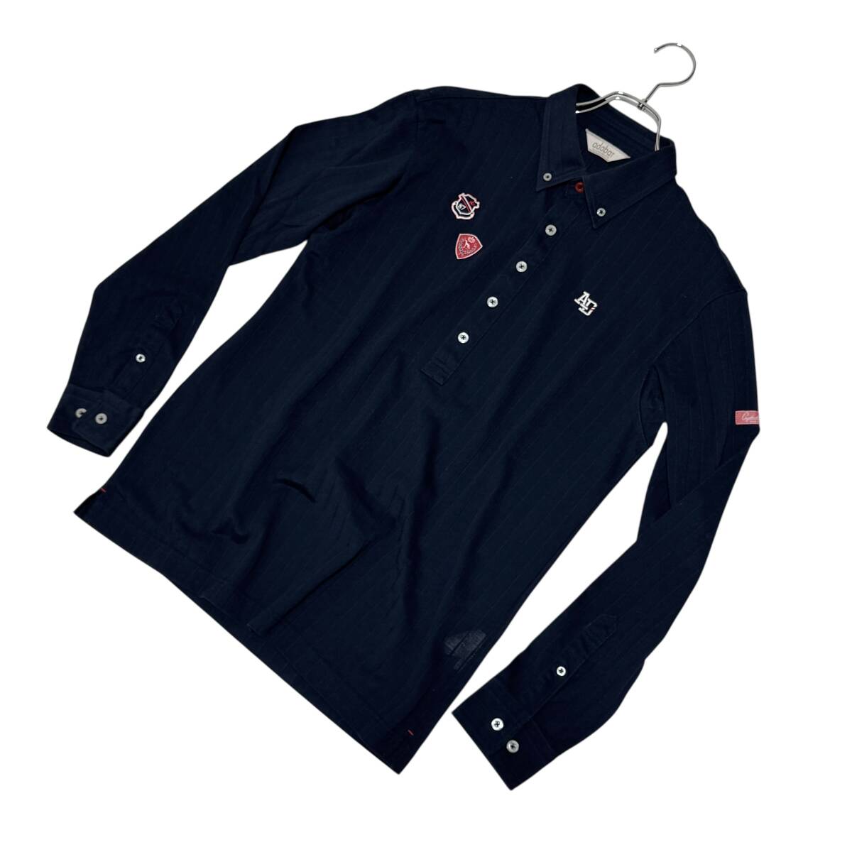 adabat アダバット 長袖 ボタンダウン ポロシャツ 48 ネイビー メンズ 紳士服 ゴルフウェア 日本製 送料185円 25-1020拍卖