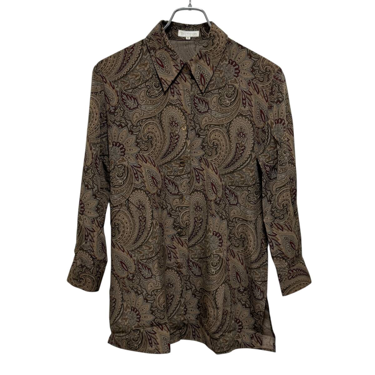 良品 Burberrys バーバリー ペイズリー柄 七分袖 ブラウス シャツ 40 ベージュ系 レディース 送料185円 25-1020拍卖