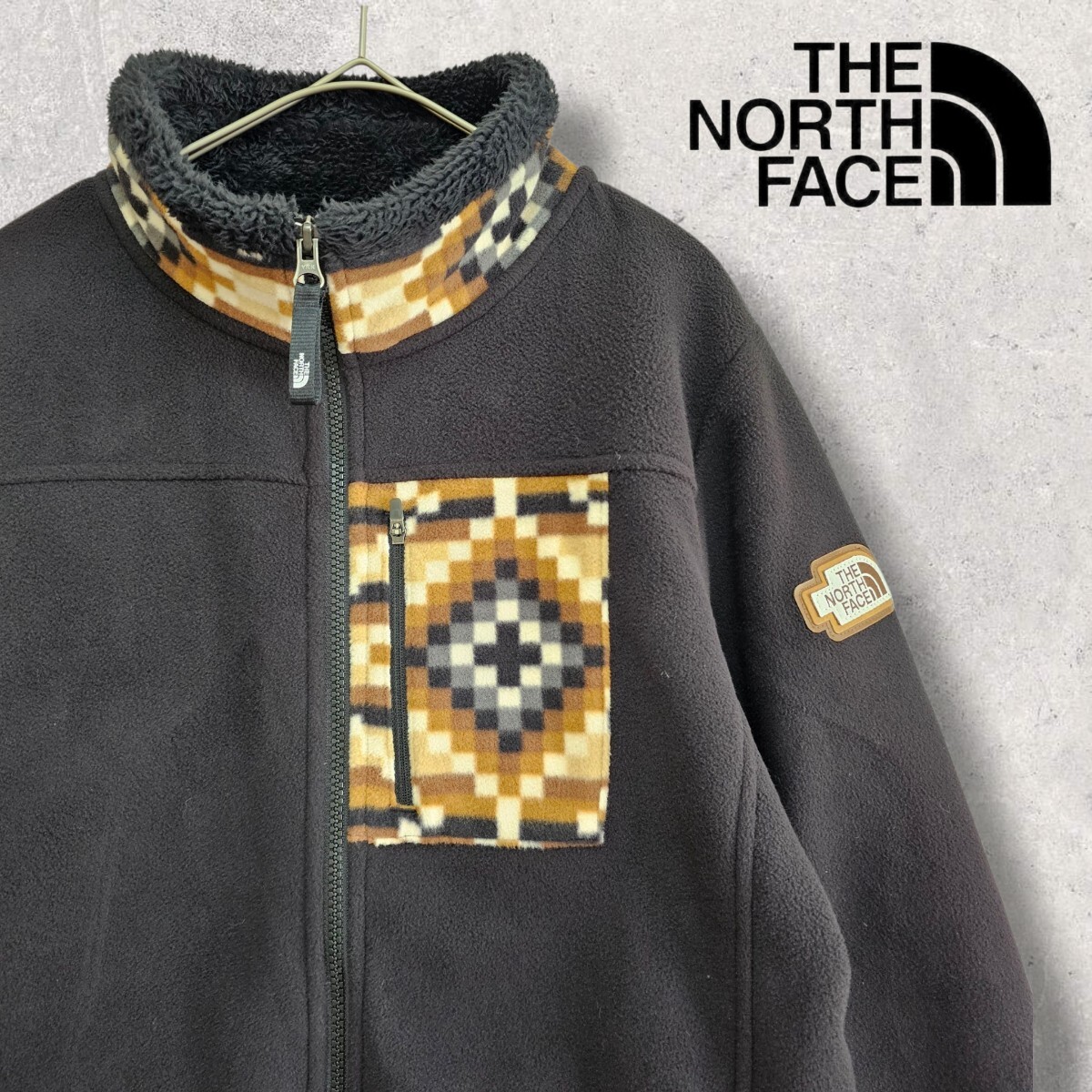 S■ THE NORTH FACE ザ・ノース・フェイス メンズ レディース フリース ジャケット ロゴ 起毛 Sサイズ 韓国90 黒 アウター ノースフェイス拍卖