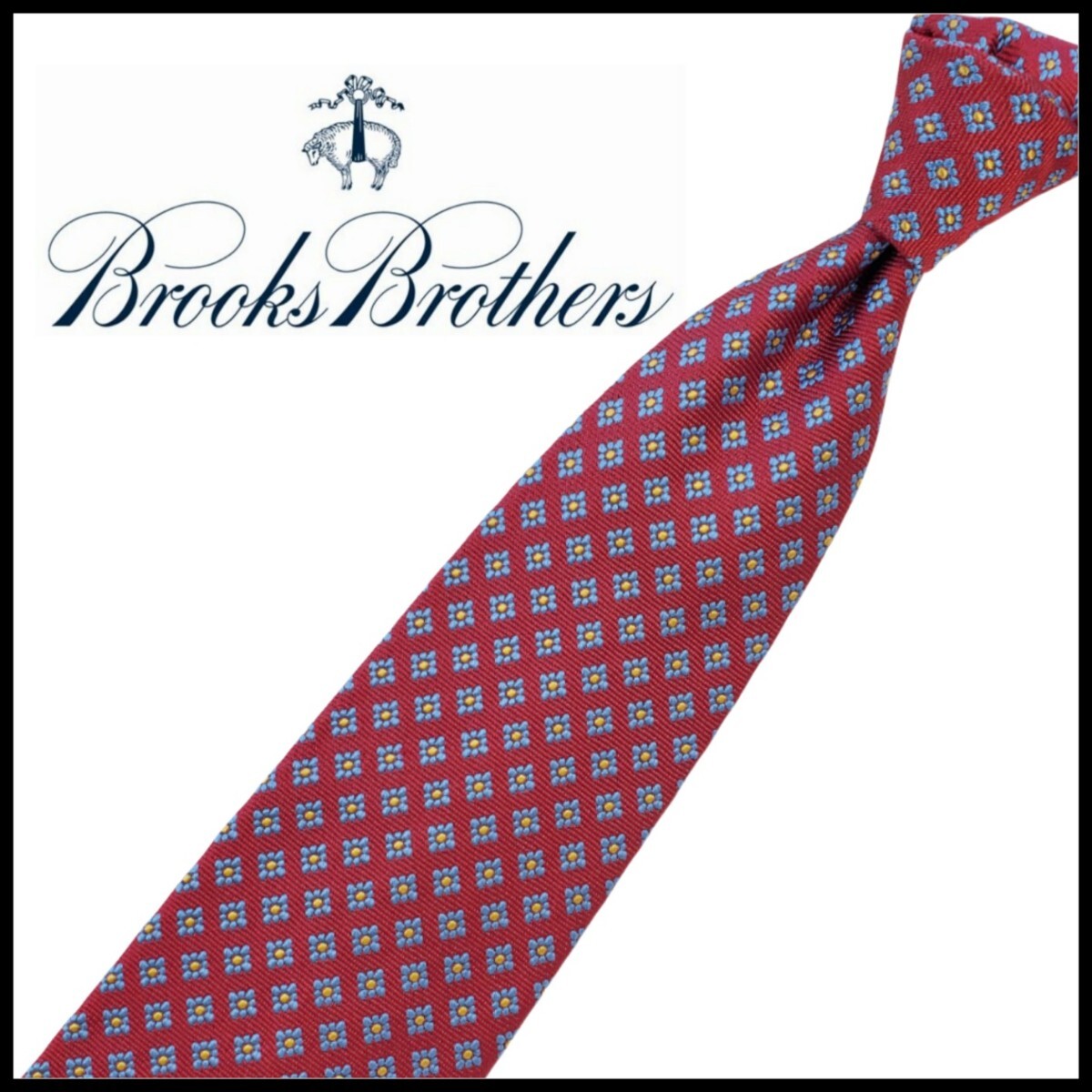 798/ 未使用 美品 BROOKS BROTHERS 346 ブルックスブラザーズ 中古 小紋柄 ブランド ネクタイ レッド系拍卖
