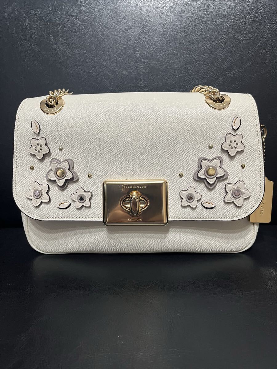 COACH ショルダーバッグ チェーン レザー コーチ 花柄拍卖