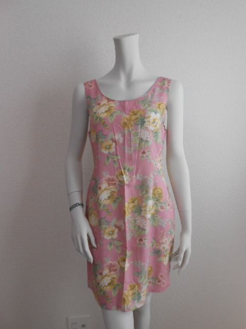 ♪美品 used★レトロ CLICHY 花柄 タイト ミニスカート ワンピース フリーサイズ ノースリーブ ギャル 細身 レディース ミニ ワンピ タイト拍卖