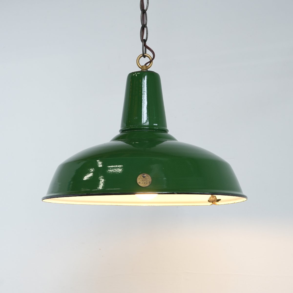 ホーローシェード ペンダントランプ/琺瑯 ヴィンテージ インダストリアル 工場 吊り下げ照明 ガレージ ライト#705-10-55-627拍卖