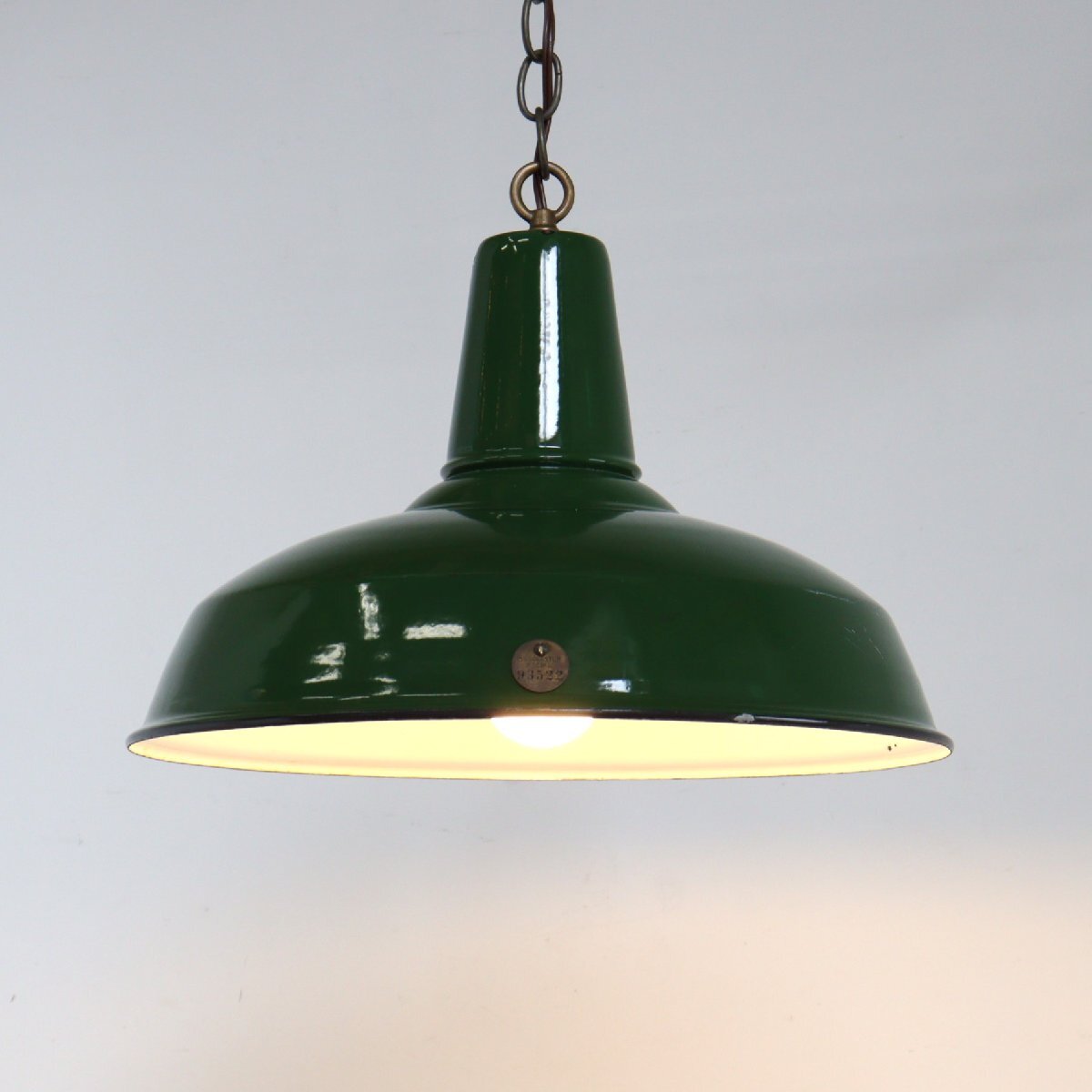 ホーローシェード ペンダントランプ/ホーロー ヴィンテージ インダストリアル 吊り下げ照明 ガレージ ライト#705-10-55-493拍卖