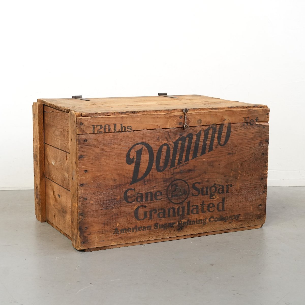 Domino Sugar ヴィンテージ ふた付き木箱 / アメリカ ドミノ ブルックリン グラニュー糖 ウッドボックス 小物収納 運搬箱 #705-50-319-691拍卖