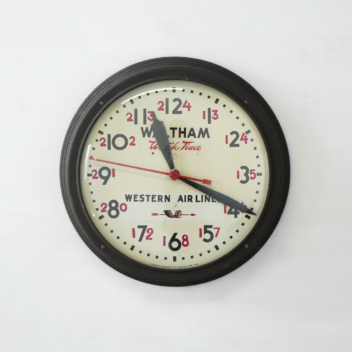 40s Telechron ウォールクロック (アレンジ) / アメリカ テレクロン 壁掛時計 WALTHAM WESTERN AIRLINE #702-100-239-199拍卖