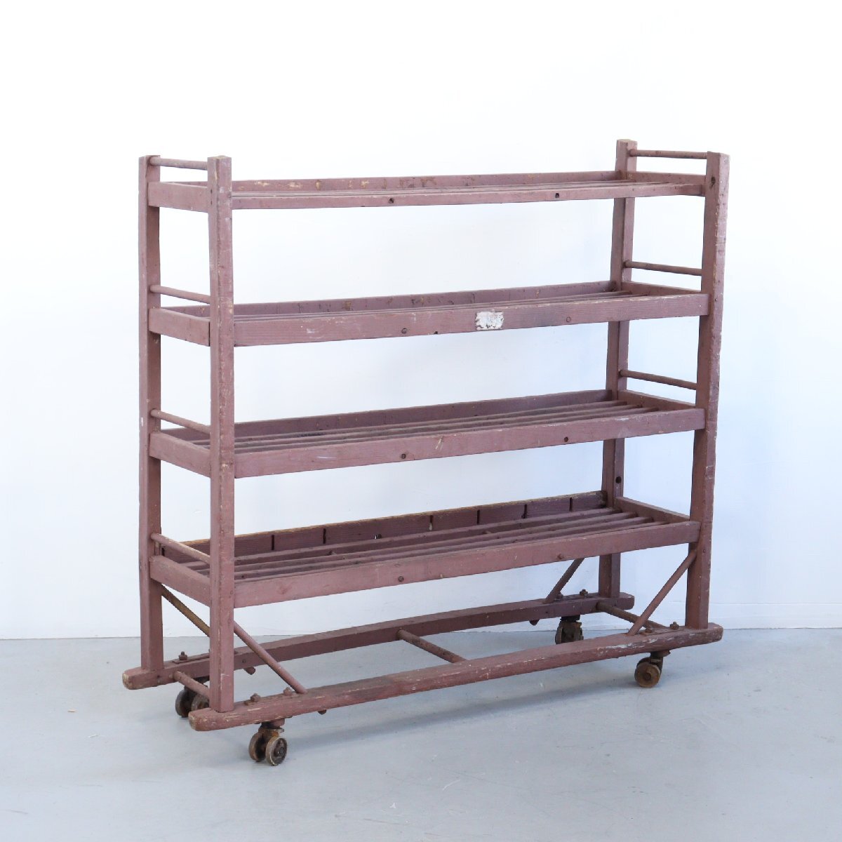 ヴィンテージ 木製 シューラック /オープン シェルフ アンティーク アメリカ シャビー ガーデニング ラスティック#705-250-201-188拍卖