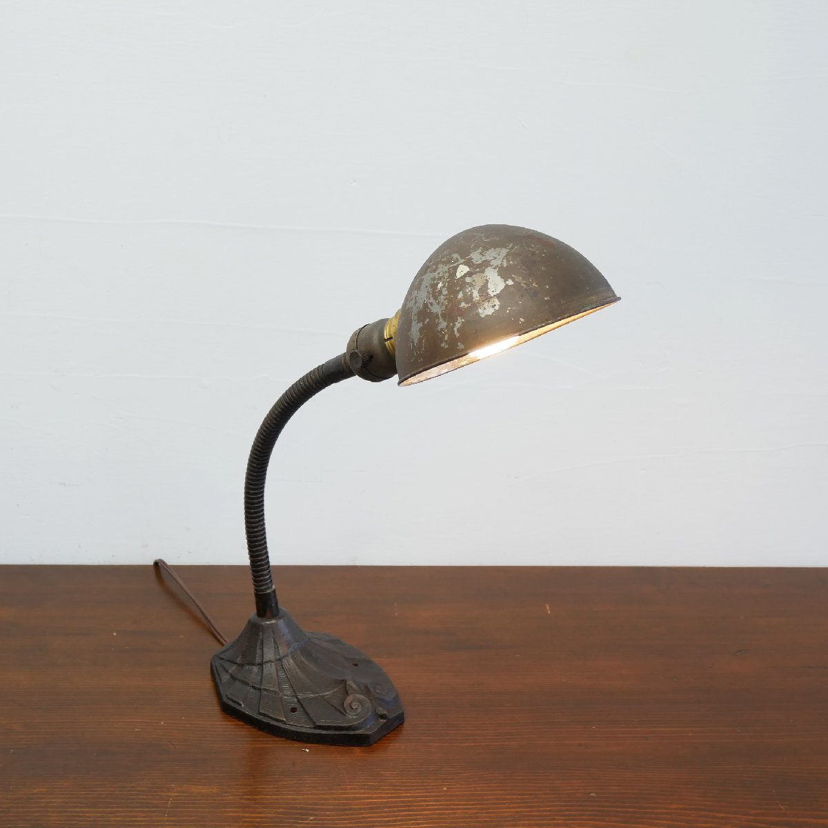 40s ヴィンテージ FARIES グースネック デスクランプ / アメリカ インダストリアル メタルシェード スタンドライト 照明 #606-15-249-411拍卖