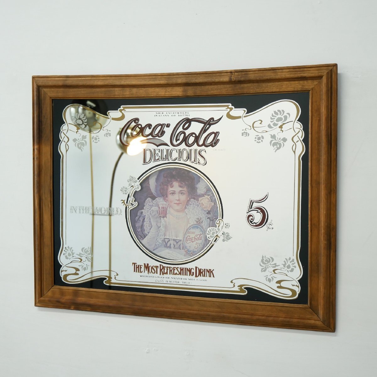 1979年製造 Coca-Cola ヴィンテージ パブミラー / アメリカ コカコーラ 額装 アドバタイジング 広告 #702-40-228-353拍卖