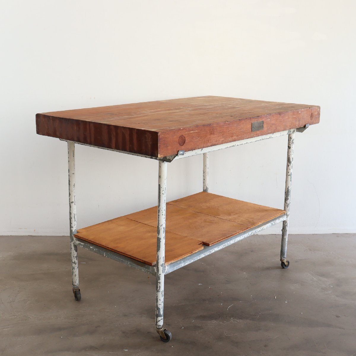 ヴィンテージ ワークテーブル/作業台 アメリカ アンティーク USA インダストリアル ディスプレイ 店舗什器 ガレージ#506-125-896拍卖