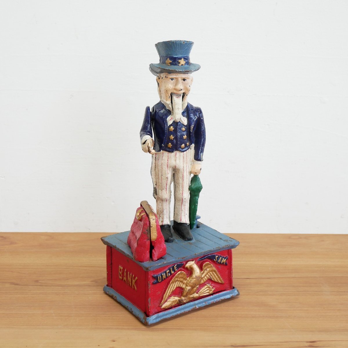 アンクルサム 貯金箱 鋳鉄製 / アメリカ ヴィンテージ キャストアイロン コインバンク 人形 B品 #610-10-230-348拍卖