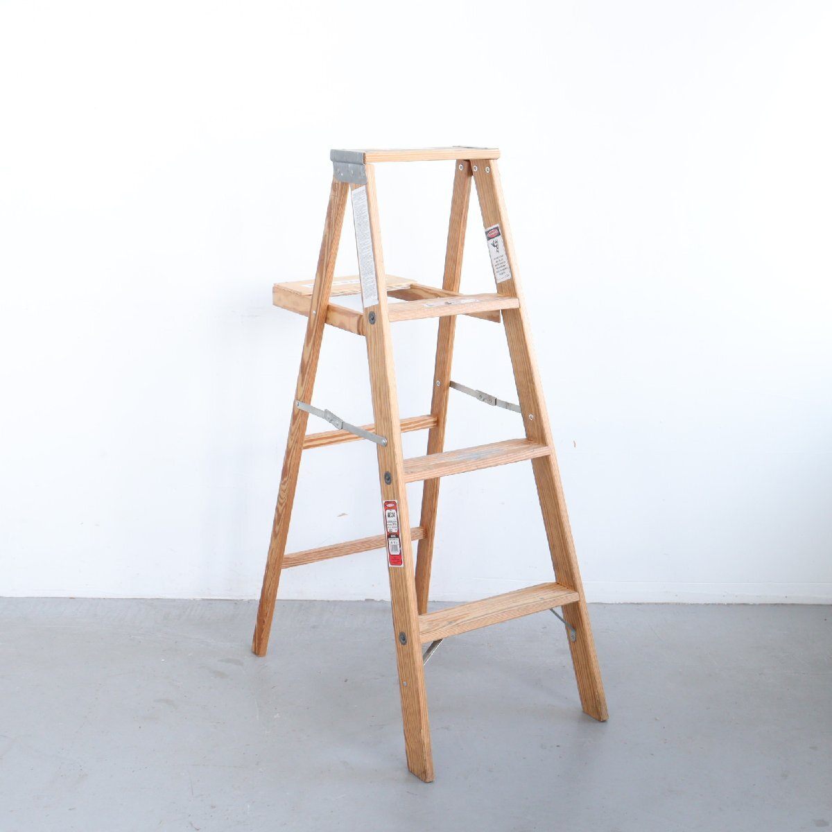 アメリカ ヴィンテージ 4段 脚立 / 木製ラダー stepladder ディスプレイ 店舗什器 ガーデニング アンティーク 雑貨#702-25-203-27拍卖