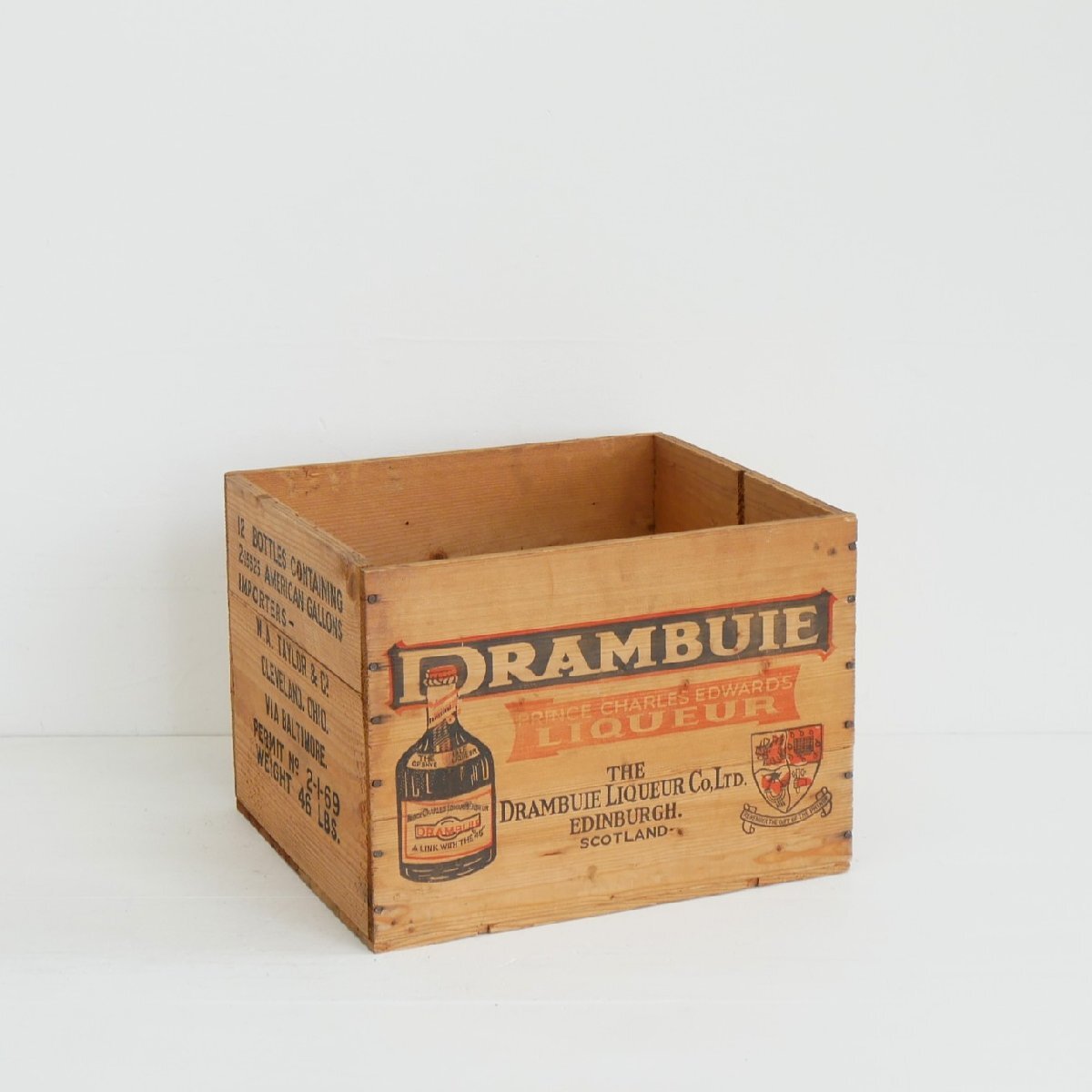 DRAMBUIE ヴィンテージ 木箱 / ドランブイ 木製ボトルケース スコットランド原産 リキュール 店舗什器 ディスプレイ小物 #705-30-71-549拍卖